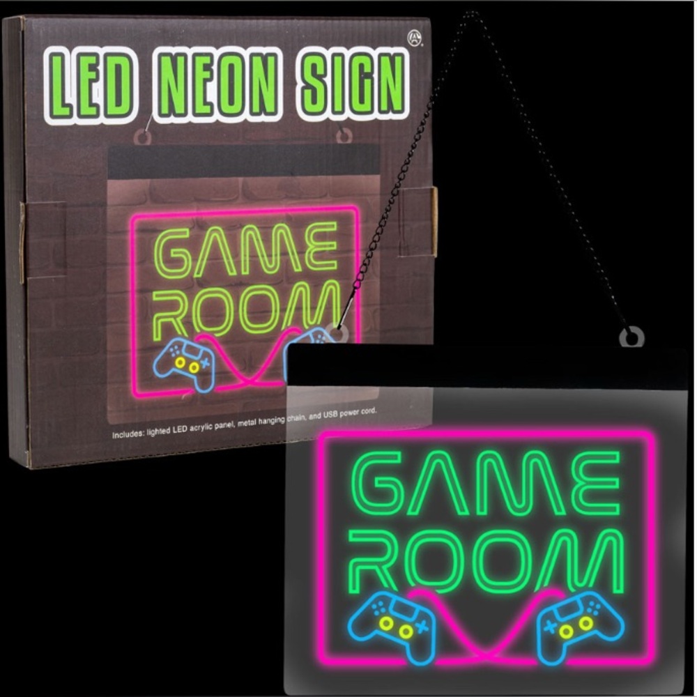 NEW Game Room Controller LED Light Neon Sign Room Decor Teen Boy Wall Gamer Gift